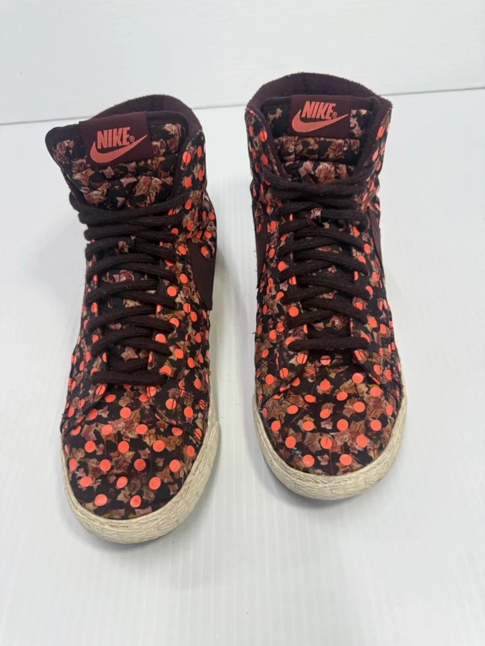 Nike Blazer Mid Womens 10 Floral Polka Dot High Top Sneakers Statement Rare - Picture 2 of 7